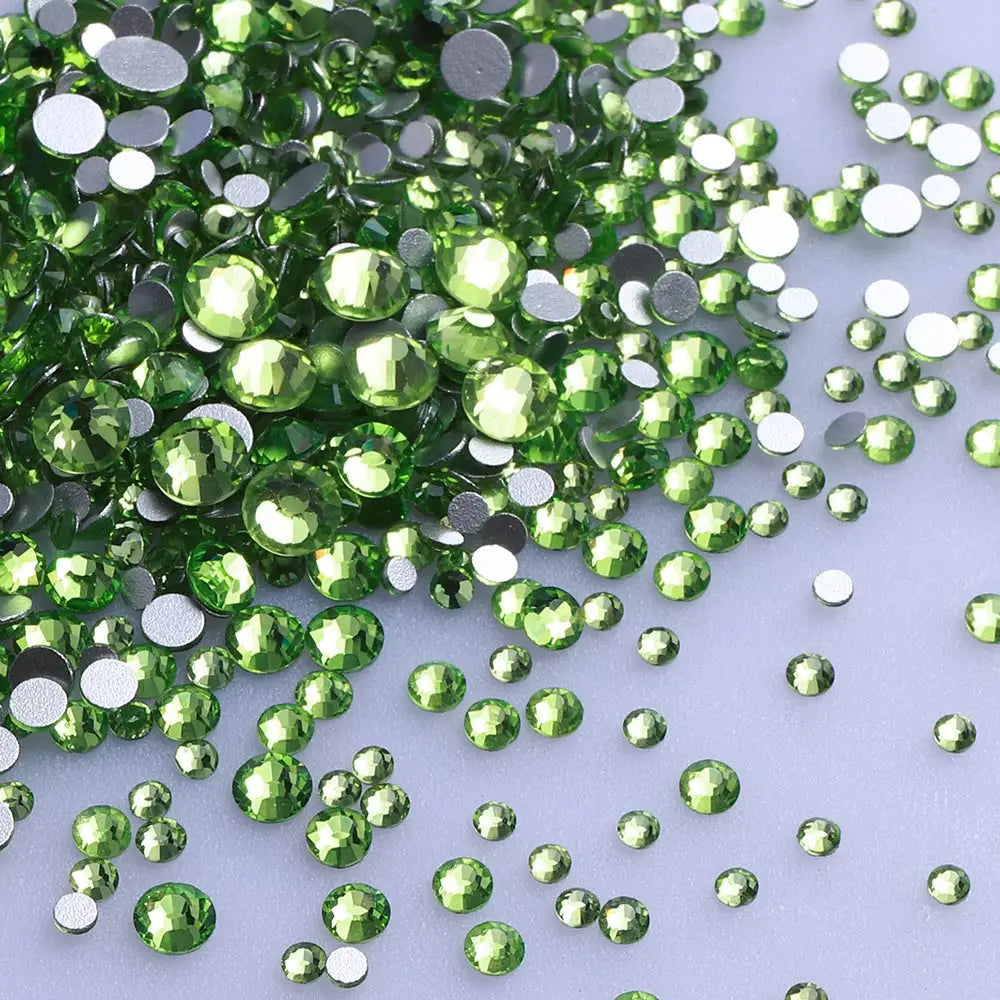 1440Pcs Glitter Glass Round Non Hotfix Rhinestones (SS8-SS10) by Yiben