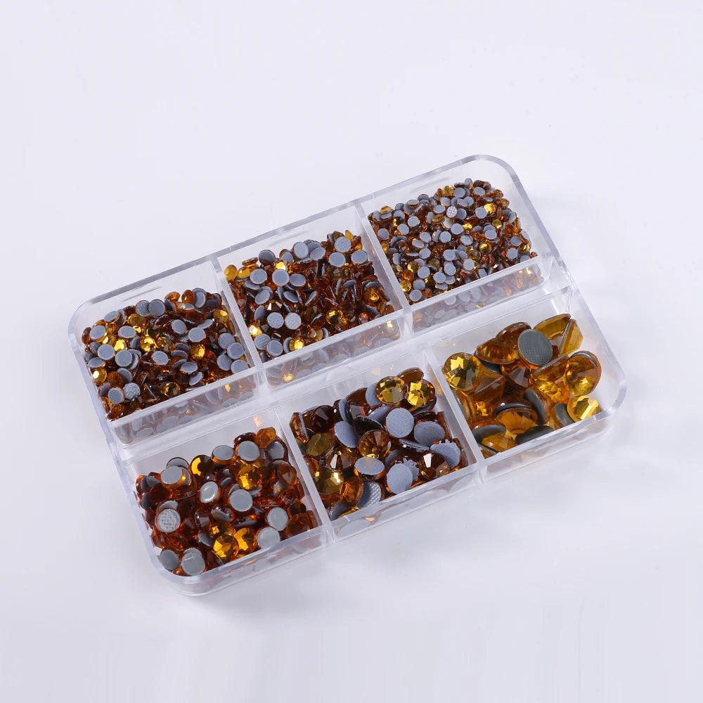 6 Boxed Mix Size Glitter Glass Rhinestones Hotfix (32 Colors) by Yiben