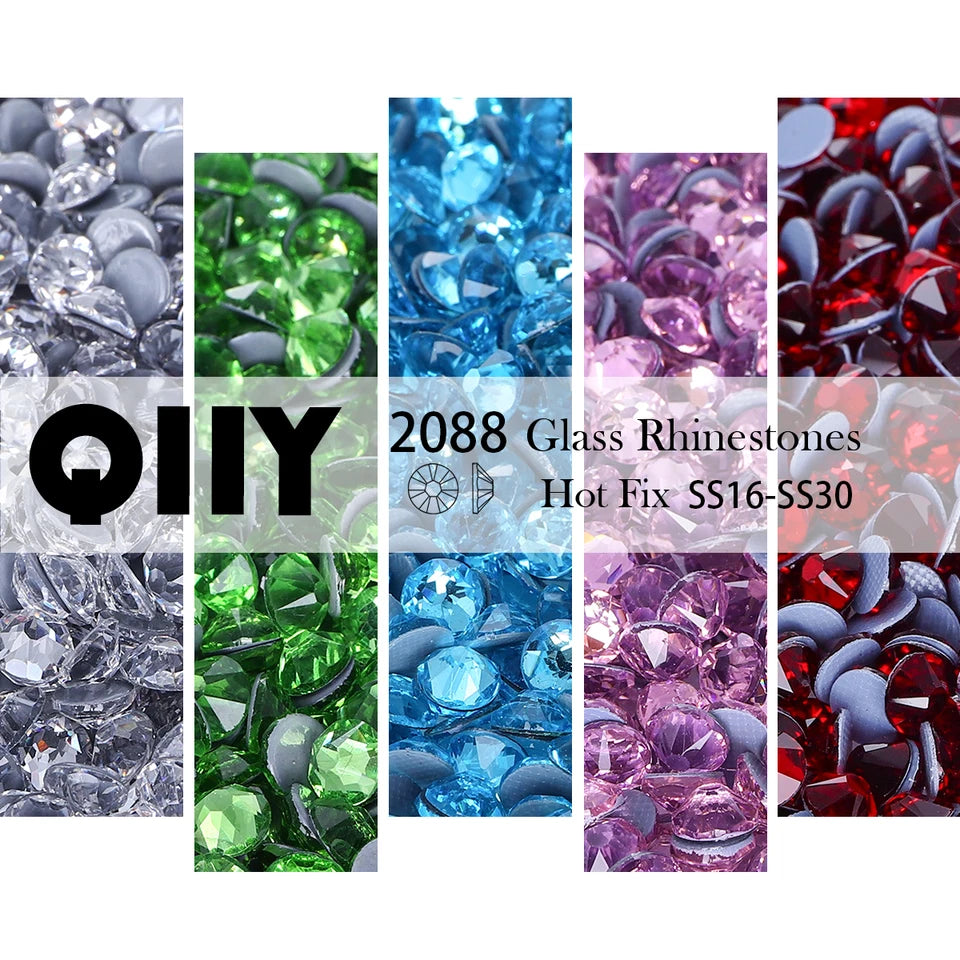 2088 Hot Fix Glass Rhinestones SS16-SS30 (31 Colors) by Yiben