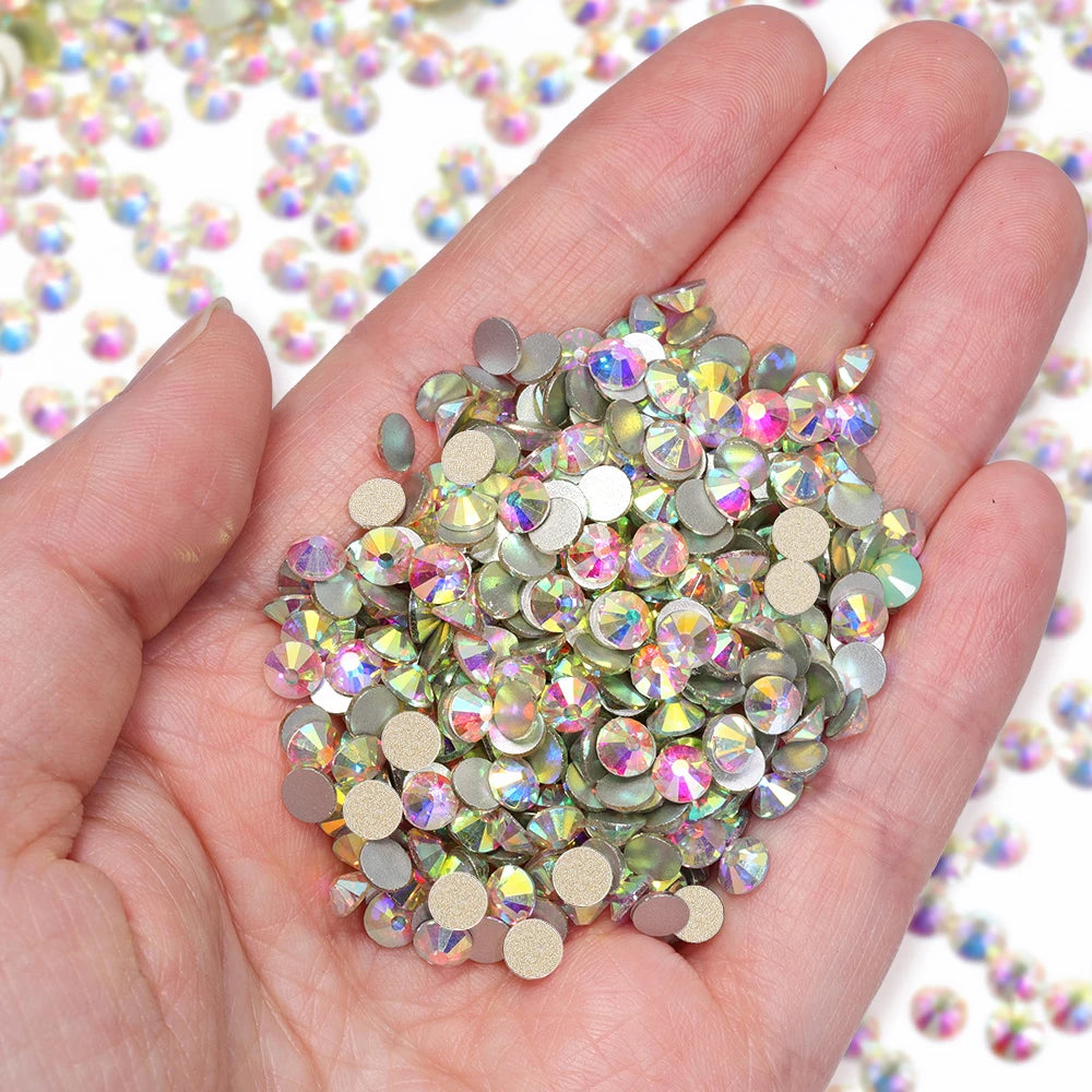 Golden Bottom Glass Round Rhinestones Non Hotfix SS3-SS60 (2 Colors) by Yiben