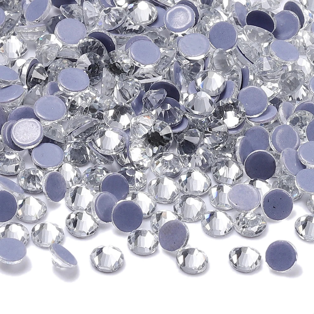 White Hotfix Rhinestones Glass SS3-SS50 by Yiben (2 Colors)