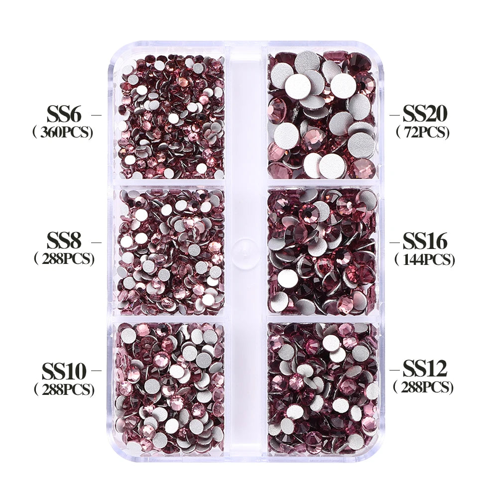 SS6-SS20 Mix Size Boxed Non-Hotfix Rhinestones by Yiben (33 Colors)