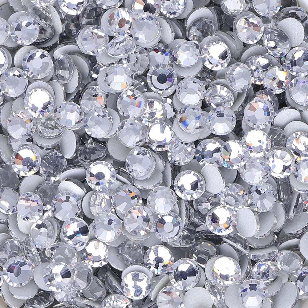 White Hotfix Rhinestones Glass SS3-SS50 by Yiben (2 Colors)
