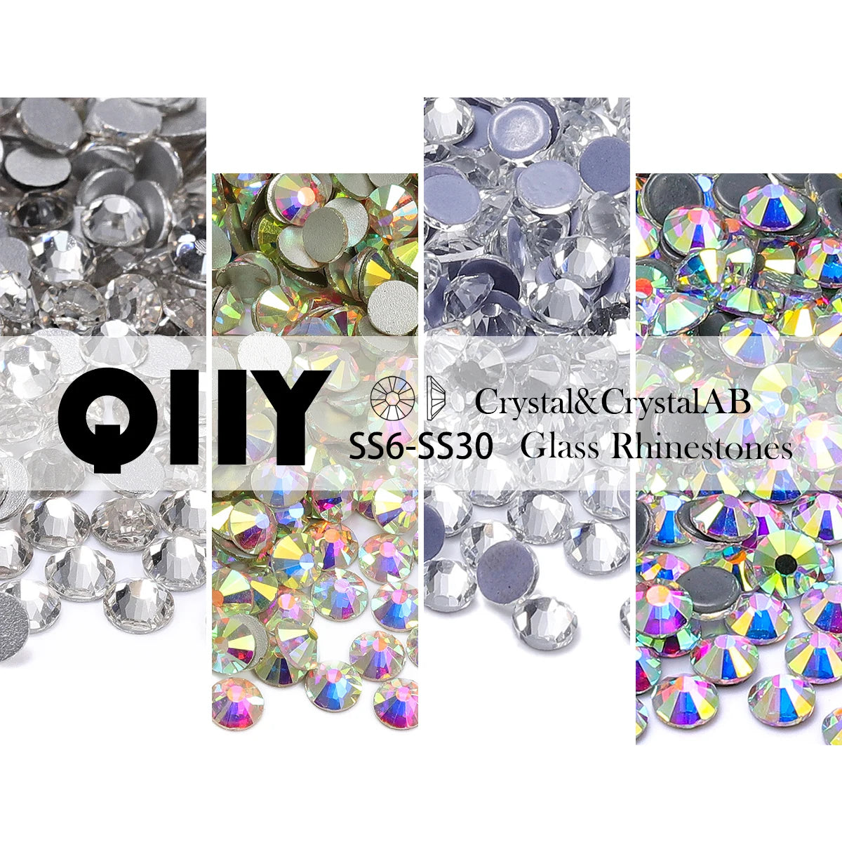 Shiny Crystal & CrystalAB Glass Rhinestones SS6-SS30 by Yiben