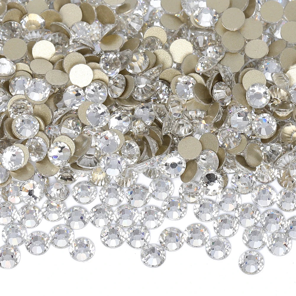 Golden Bottom Glass Round Rhinestones Non Hotfix SS3-SS60 (2 Colors) by Yiben