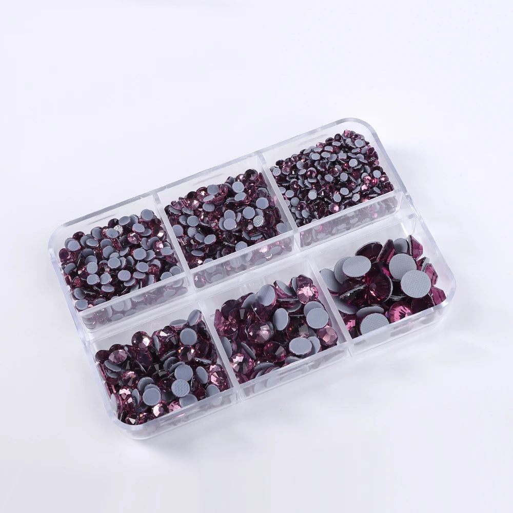 6 Boxed Mix Size Glitter Glass Rhinestones Hotfix (32 Colors) by Yiben