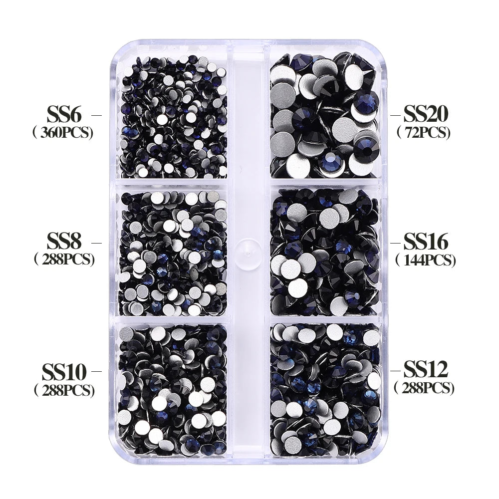 SS6-SS20 Mix Size Boxed Non-Hotfix Rhinestones by Yiben (33 Colors)