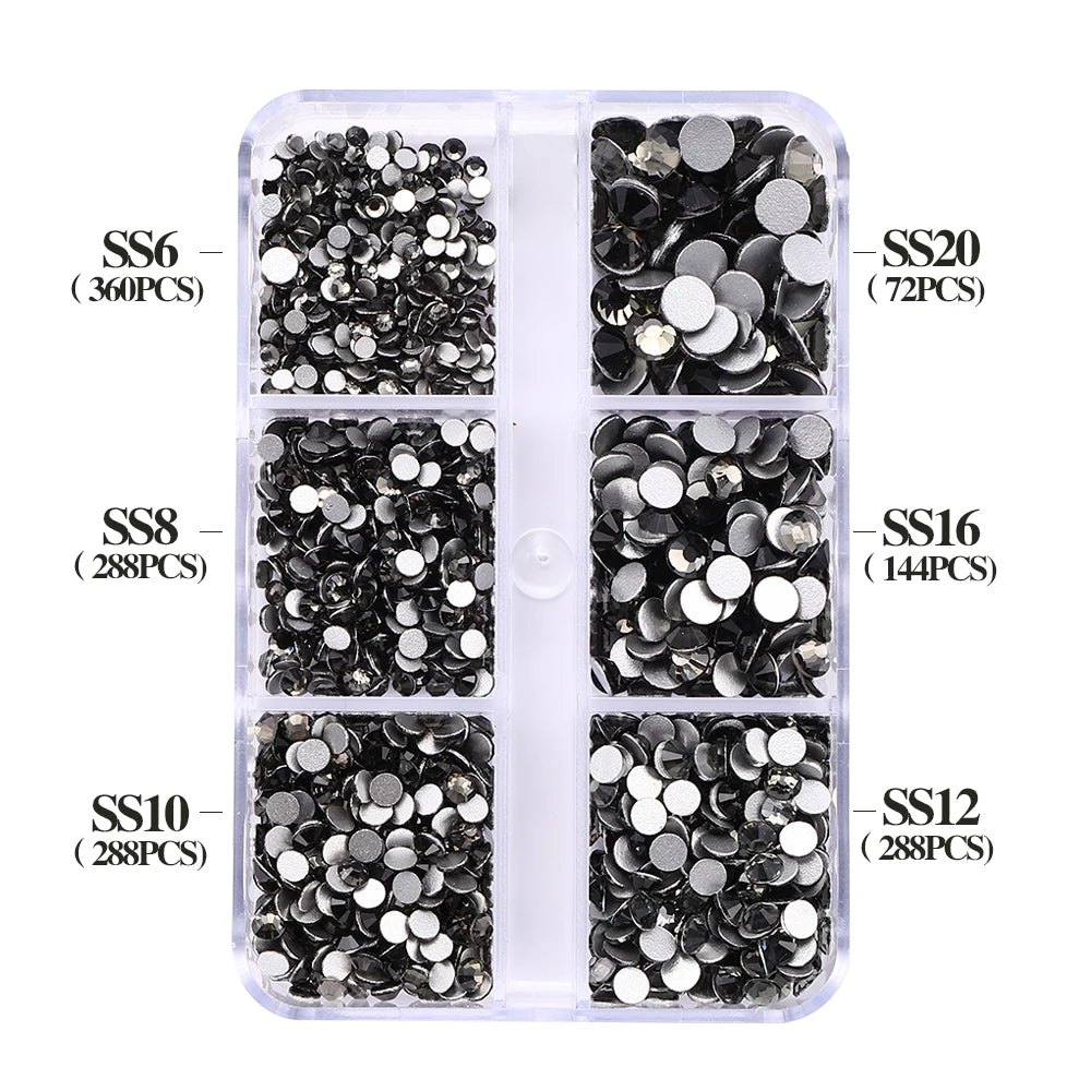 SS6-SS20 Mix Size Boxed Non-Hotfix Rhinestones by Yiben (33 Colors)