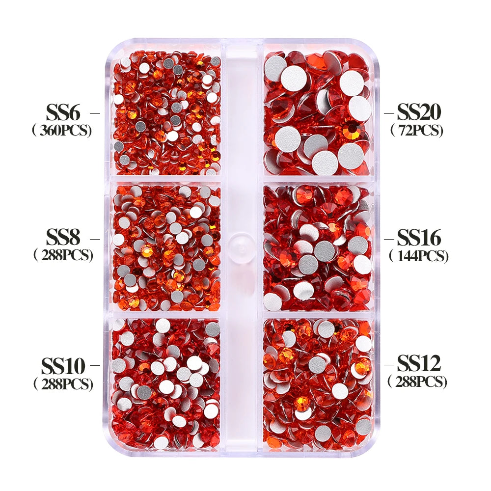SS6-SS20 Mix Size Boxed Non-Hotfix Rhinestones by Yiben (33 Colors)
