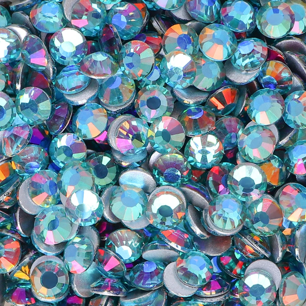 SS6-SS30 High-Shine Champagne Aquamarine Non-Hotfix Flat Rhinestones by Yiben
