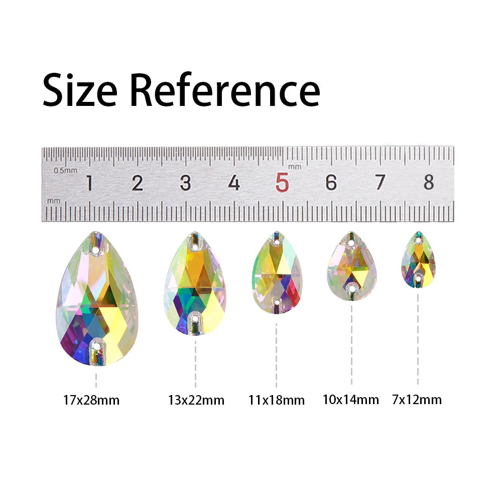 Waterdrop Shaped Neon Series Sewing Rhinestones by Yiben