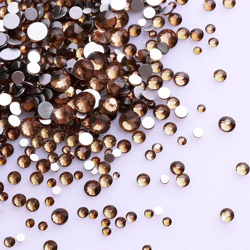 SS3-SS20 Mix Size Gold Flatback Non-Hotfix Rhinestones by Yiben (33 Colors)