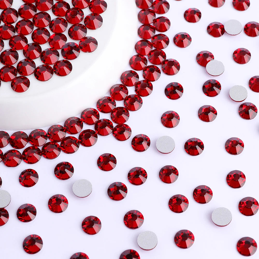 Red Series Silver Bottom Non Hotfix Round Rhinestones (SS3-SS60) by Yiben