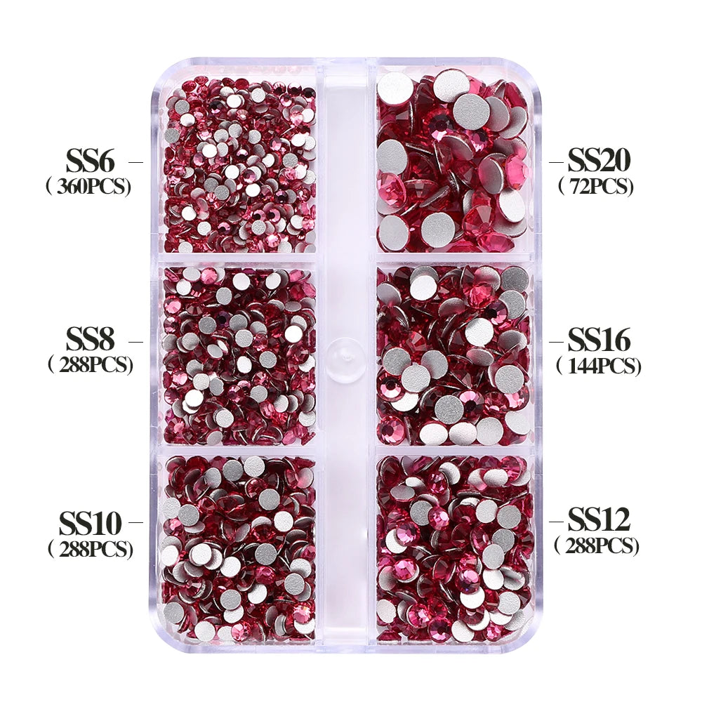SS6-SS20 Mix Size Boxed Non-Hotfix Rhinestones by Yiben (33 Colors)