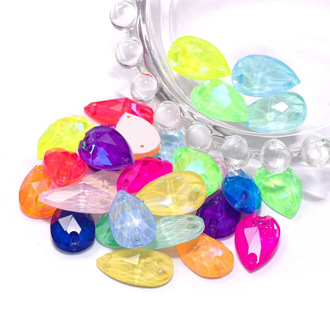 Waterdrop Shaped Neon Series Sewing Rhinestones by Yiben