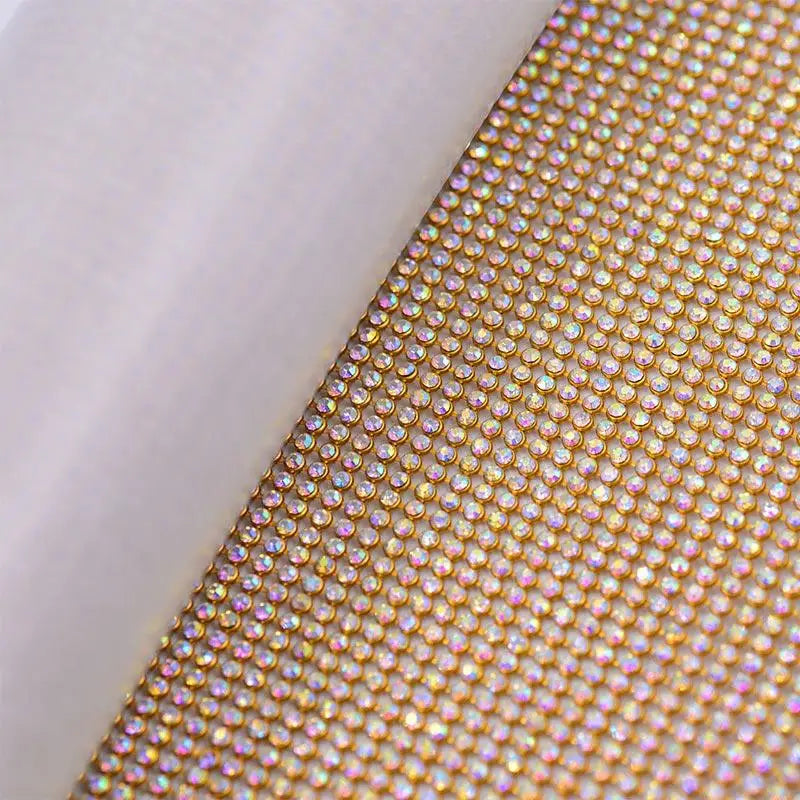 Self-Adhesive Rhinestone Mesh Sheet 45x120cm by Yiben (4 Options)