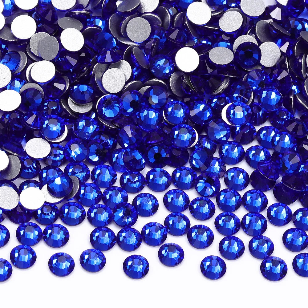 Glitter Glass Round Rhinestones Non Hotfix SS16-SS20 (38 Colors) by Yiben