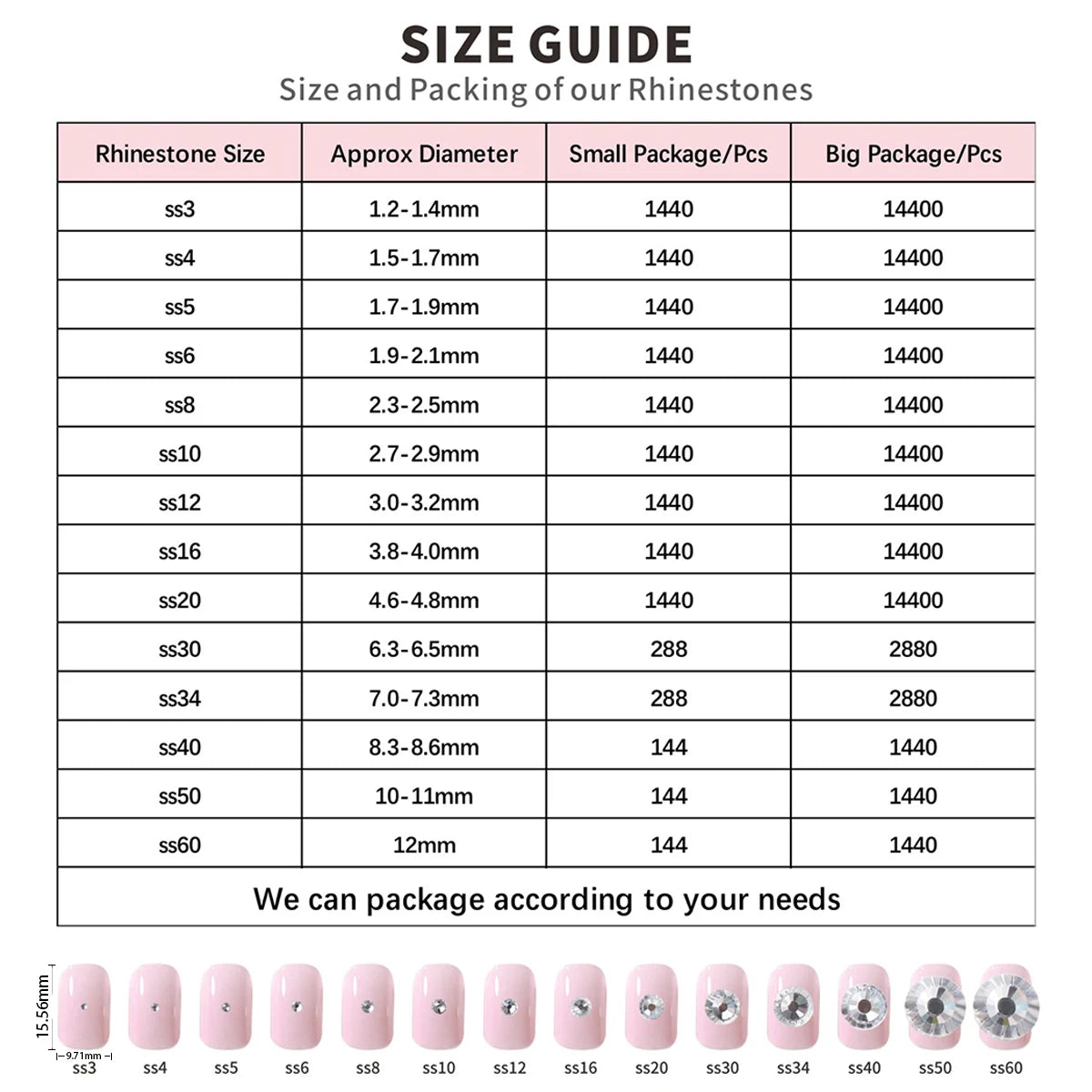 Red Series Silver Bottom Non Hotfix Round Rhinestones (SS3-SS60) by Yiben