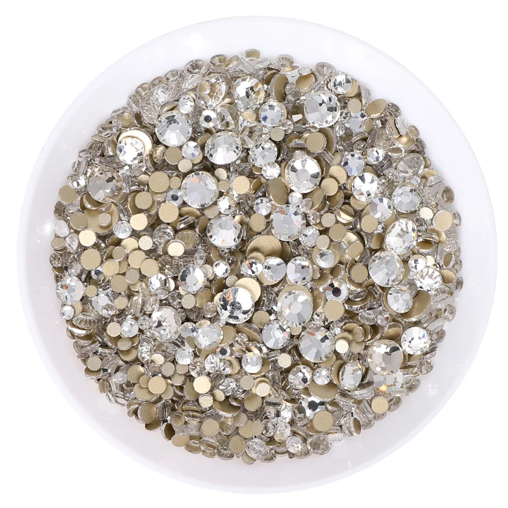 Mixed Sizes Glass Flatback Rhinestones 1440Pcs Multi Color Non Hotfix by Yiben
