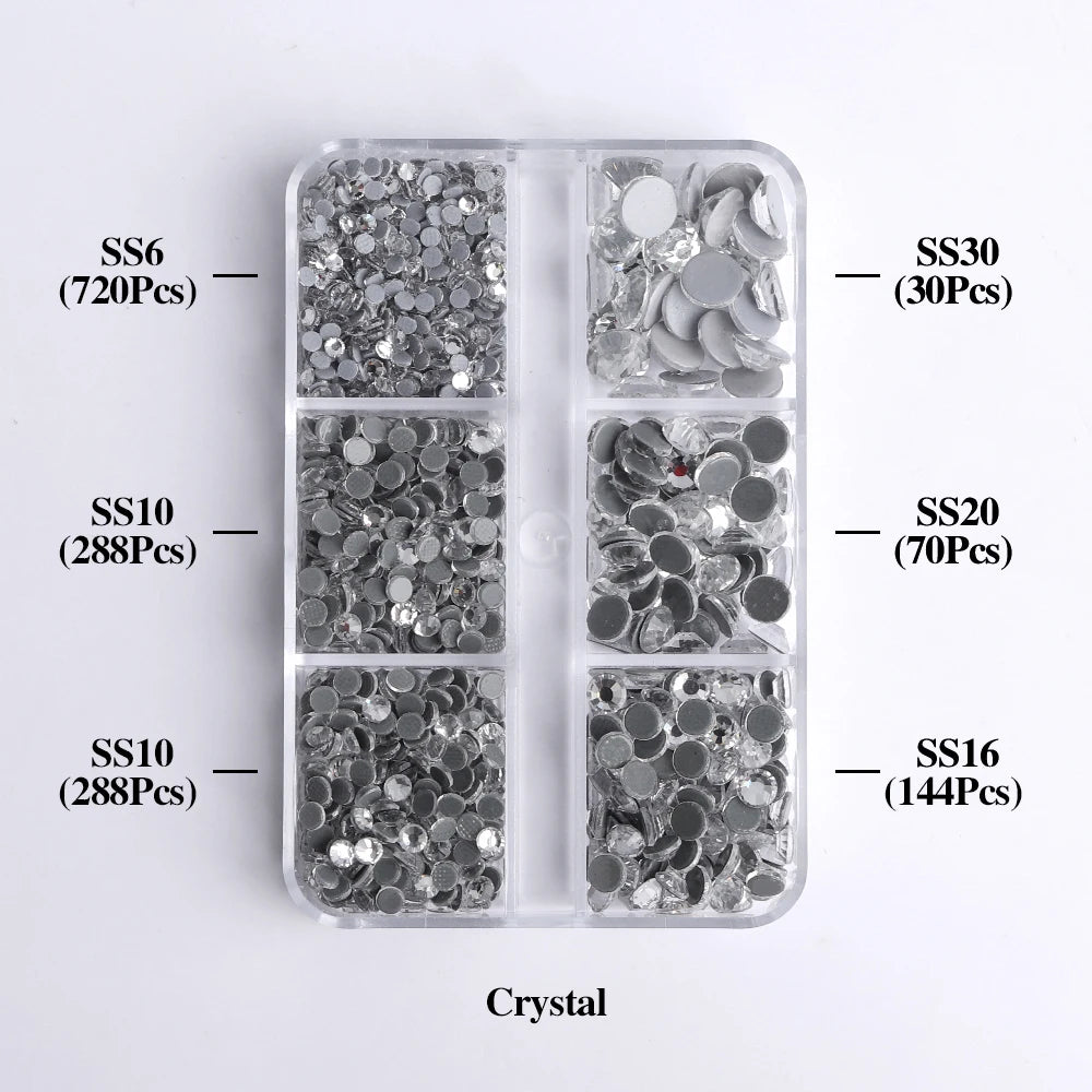 6 Boxed Hotfix Rhinestones SS6-SS30 Mix Size 32 Colors by Yiben