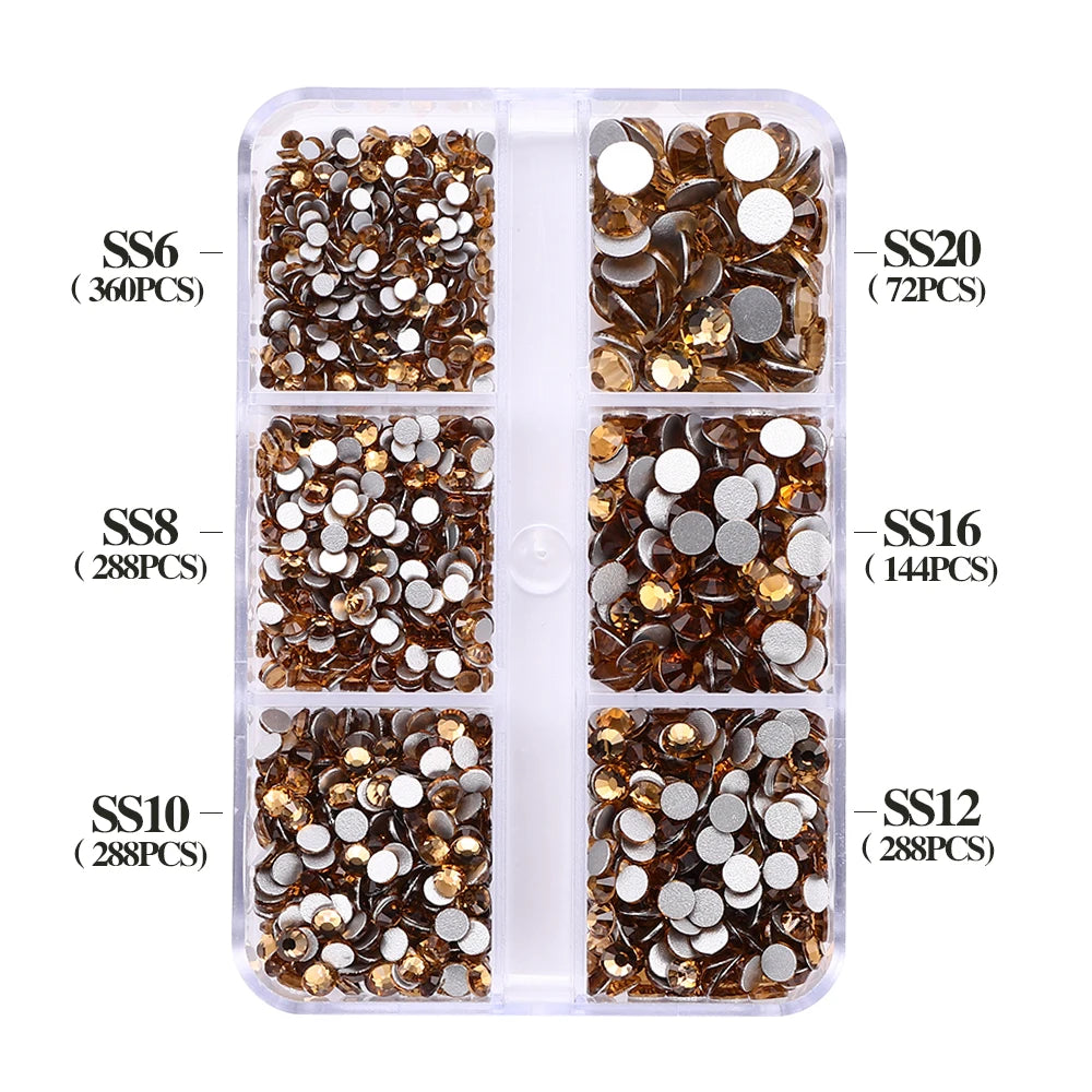 SS6-SS20 Mix Size Boxed Non-Hotfix Rhinestones by Yiben (33 Colors)