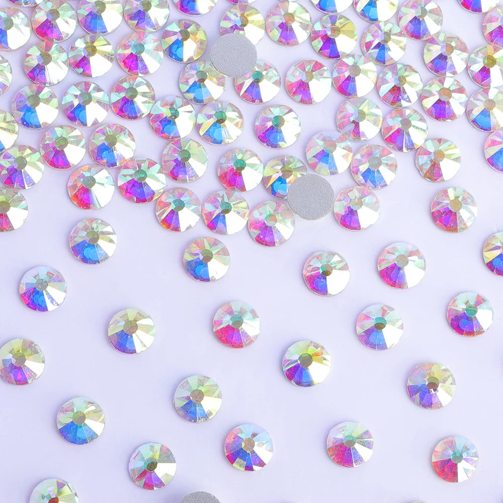 Glitter Glass Round Rhinestones Non Hotfix SS6-SS12 Collection 1 by Yiben