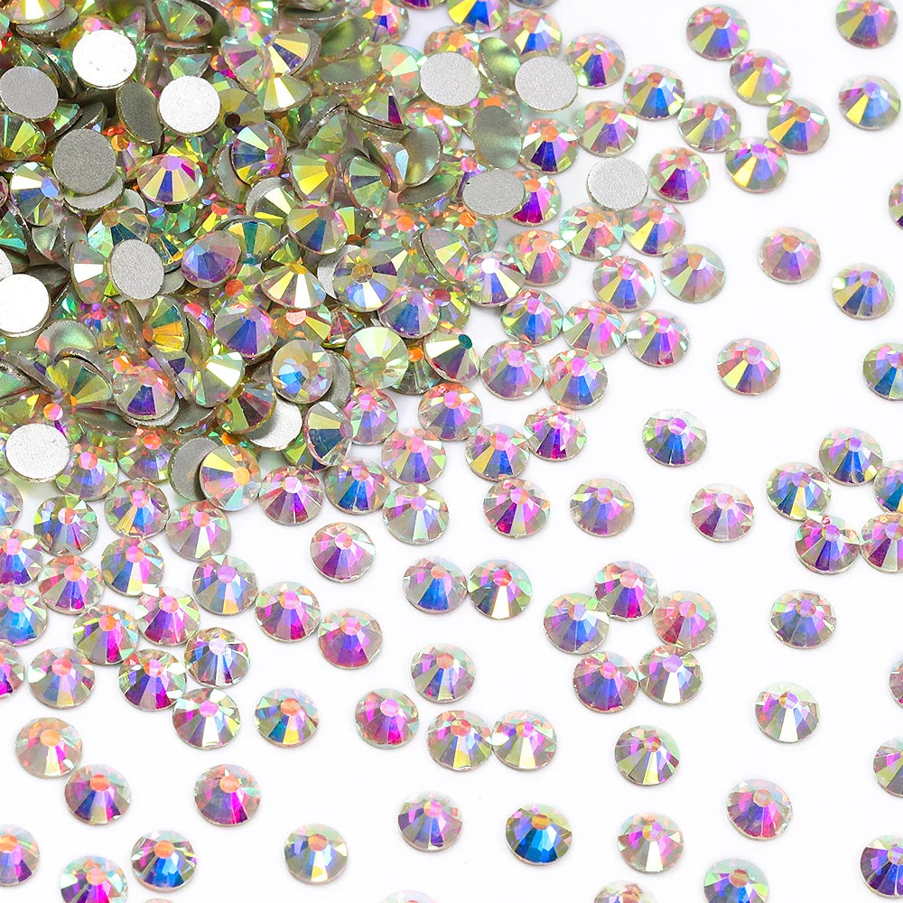 1440Pcs Glitter Glass Round Non Hotfix Rhinestones (SS8-SS10) by Yiben