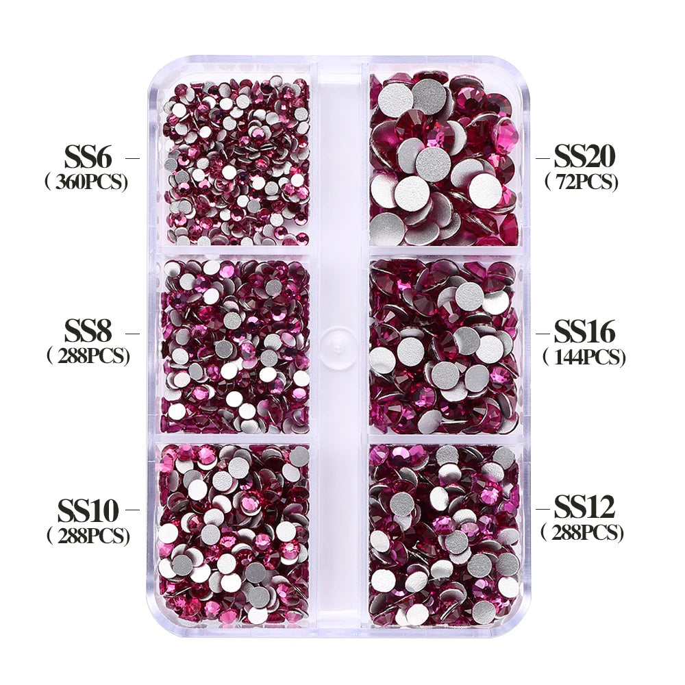 SS6-SS20 Mix Size Boxed Non-Hotfix Rhinestones by Yiben (33 Colors)