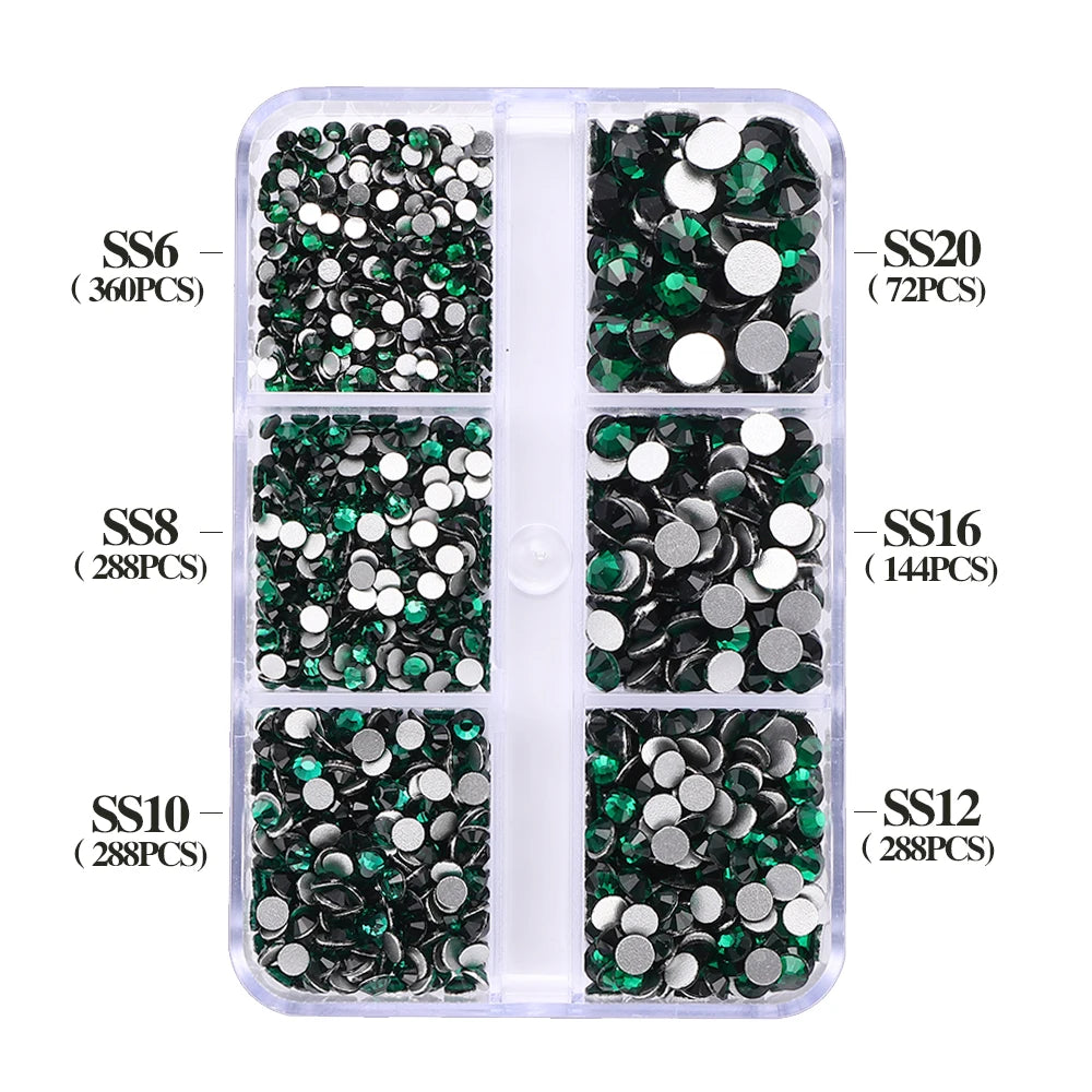 SS6-SS20 Mix Size Boxed Non-Hotfix Rhinestones by Yiben (33 Colors)