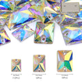 Rectangle Glass Sew-On Rhinestones by Yiben (3 Colors, Mix Size)