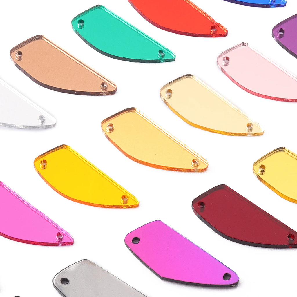 Fan Shaped Acrylic Rhinestones Sew-On by Yiben (17 Colors, 11x25mm)
