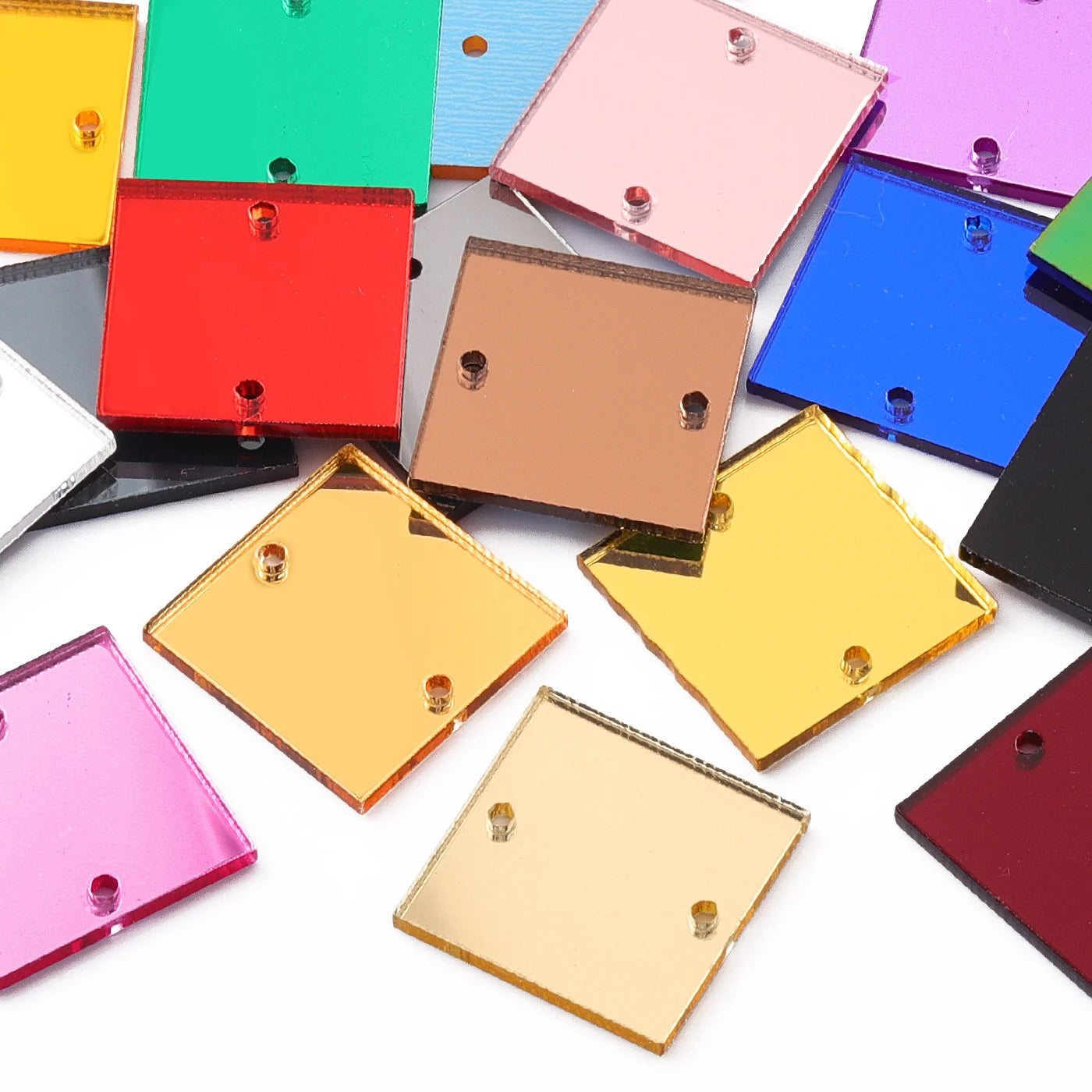 Square Acrylic Flatback Mirror Sewing Rhinestones 50Pcs (17 Colors) by Yiben