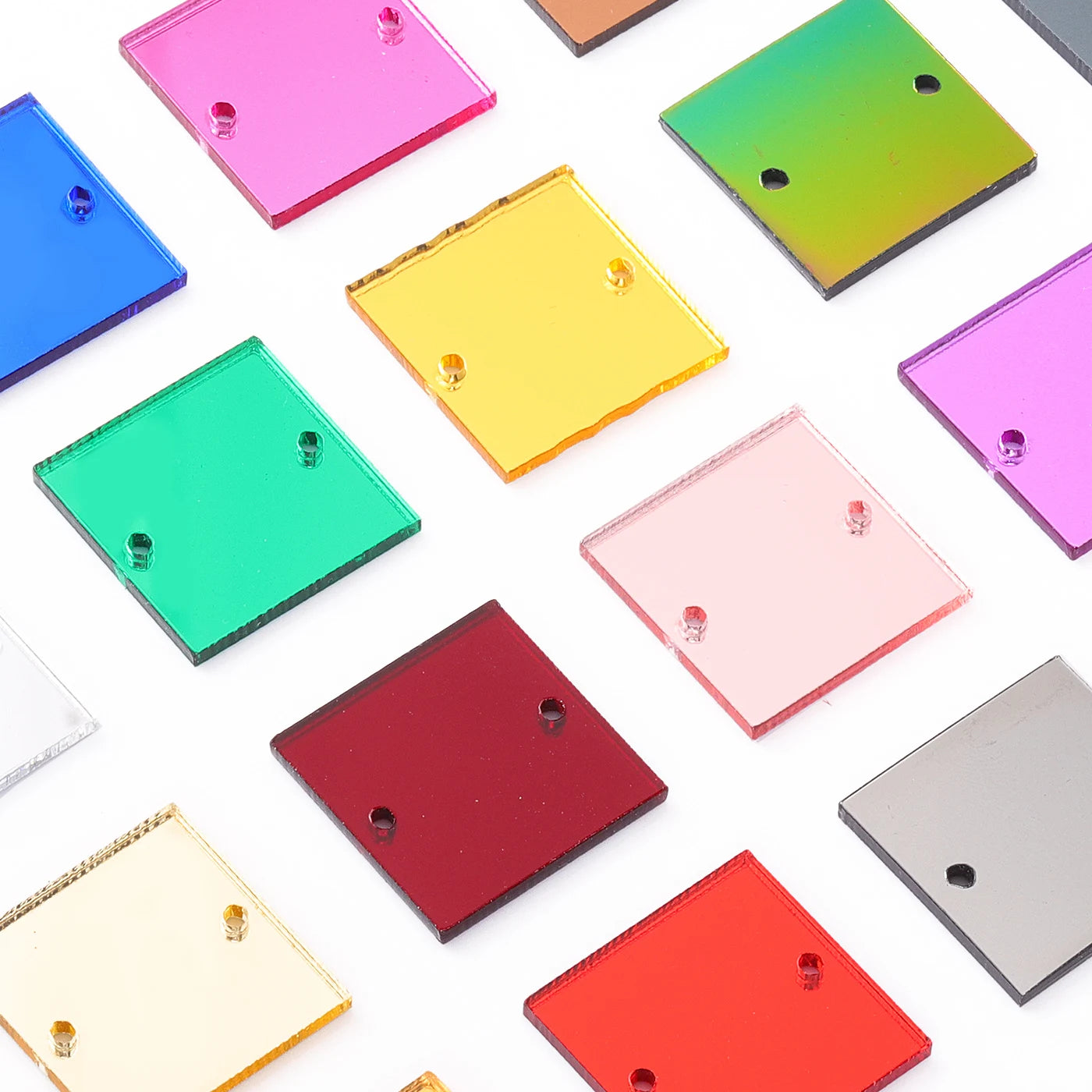 Square Acrylic Flatback Mirror Sewing Rhinestones 50Pcs (17 Colors) by Yiben