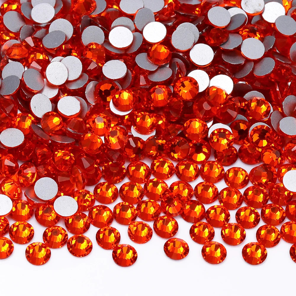 Red Series Glass Non Hotfix Rhinestones SS6-SS60 (Orange, Siam, Dark Siam) by Yiben