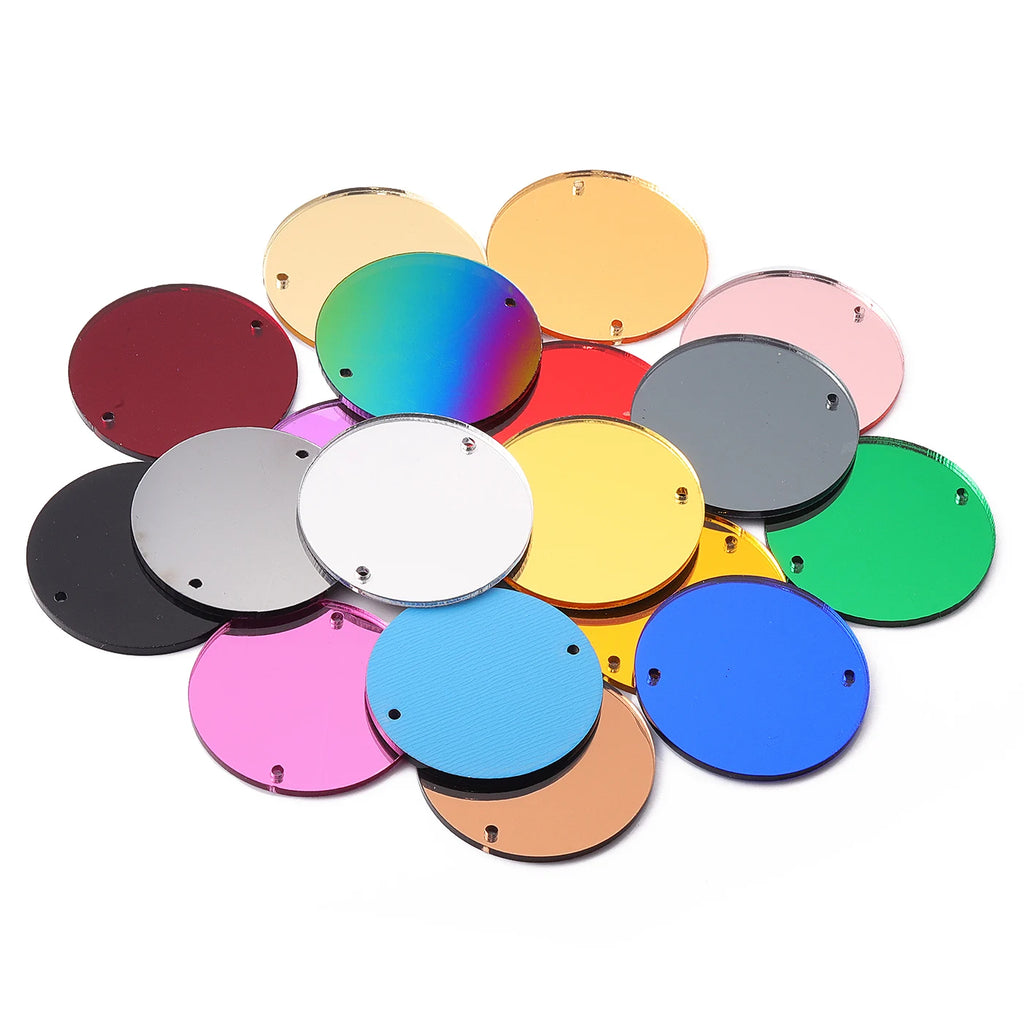 Round Flatbase Mirror Sewing Rhinestones 50Pcs Acrylic Sew On Stones by Yiben