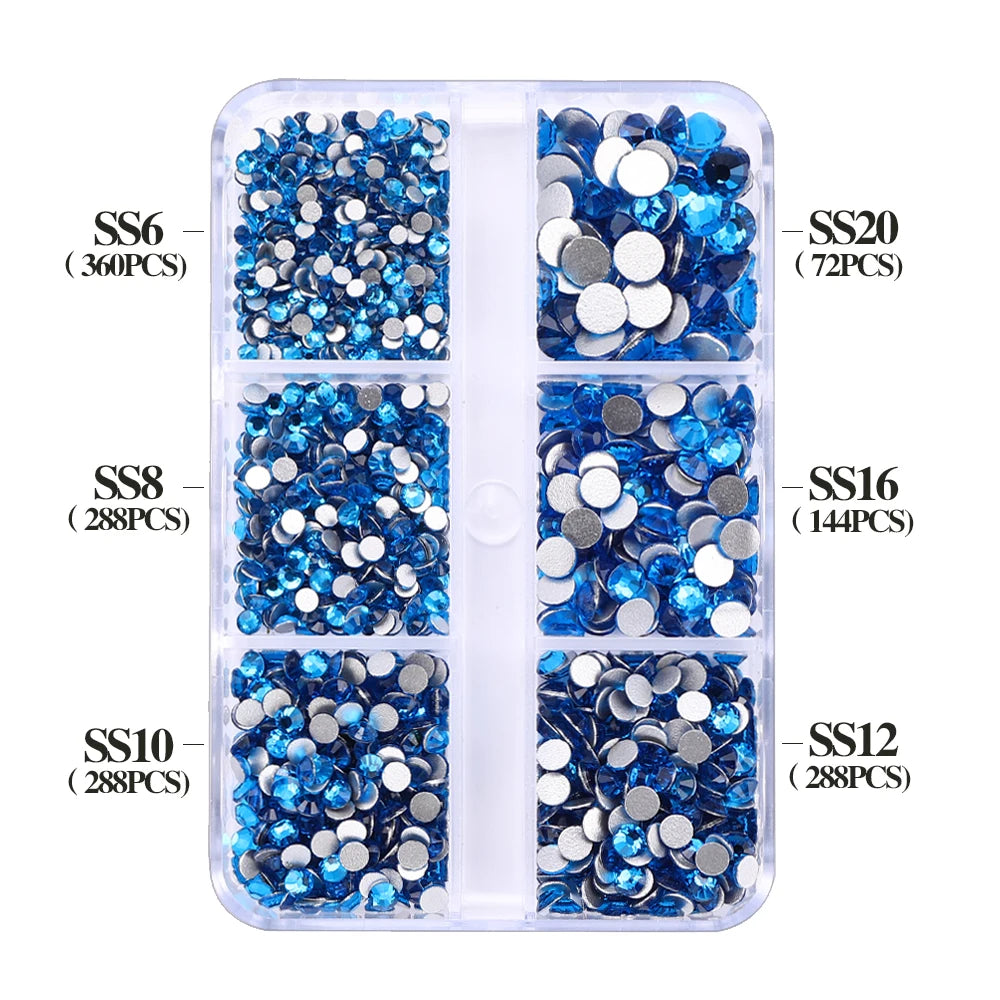 SS6-SS20 Mix Size Boxed Non-Hotfix Rhinestones by Yiben (33 Colors)