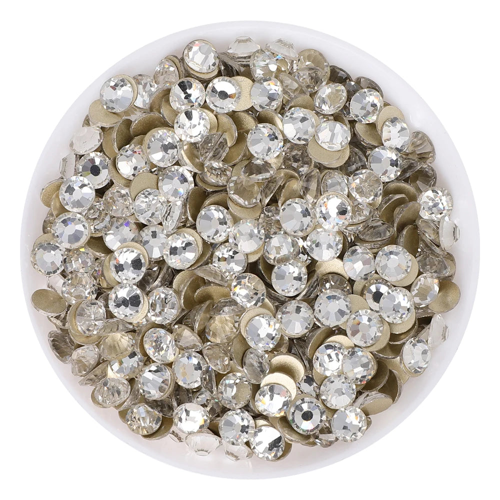Golden Bottom Glass Round Rhinestones Non Hotfix SS3-SS60 (2 Colors) by Yiben