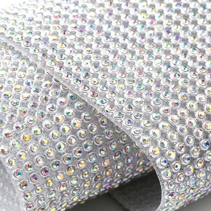 Diamond Aluminum Mesh Hot Melt Rhinestone 45cm x 120cm by Yiben