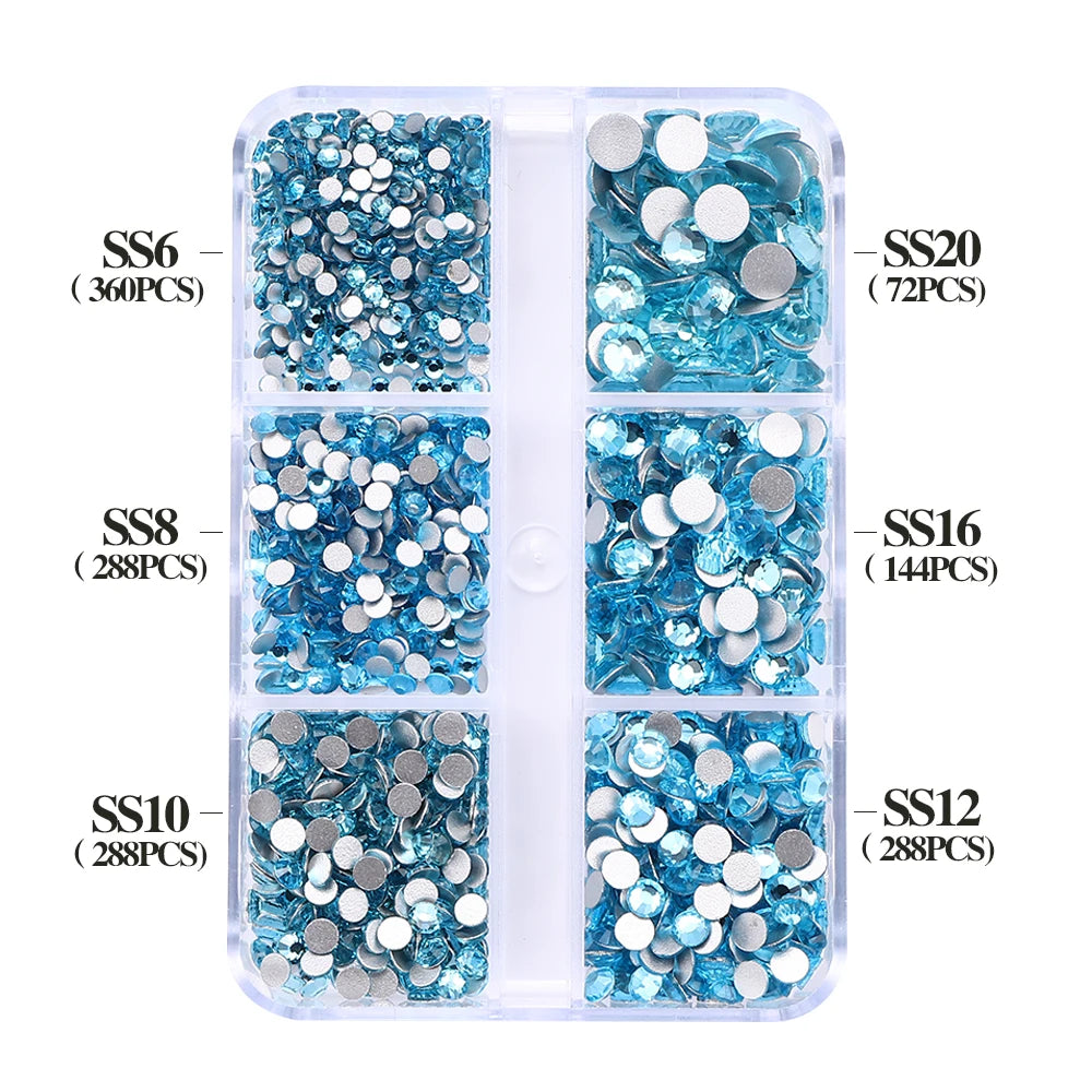 SS6-SS20 Mix Size Boxed Non-Hotfix Rhinestones by Yiben (33 Colors)