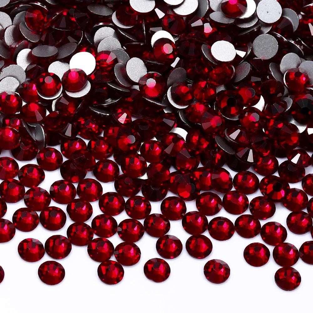 Red Series Glass Non Hotfix Rhinestones SS6-SS60 (Orange, Siam, Dark Siam) by Yiben