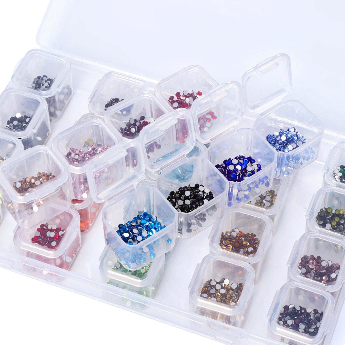 28 Grids Mixed Color Glass Non Hotfix Rhinestones SS6-SS20 by Yiben