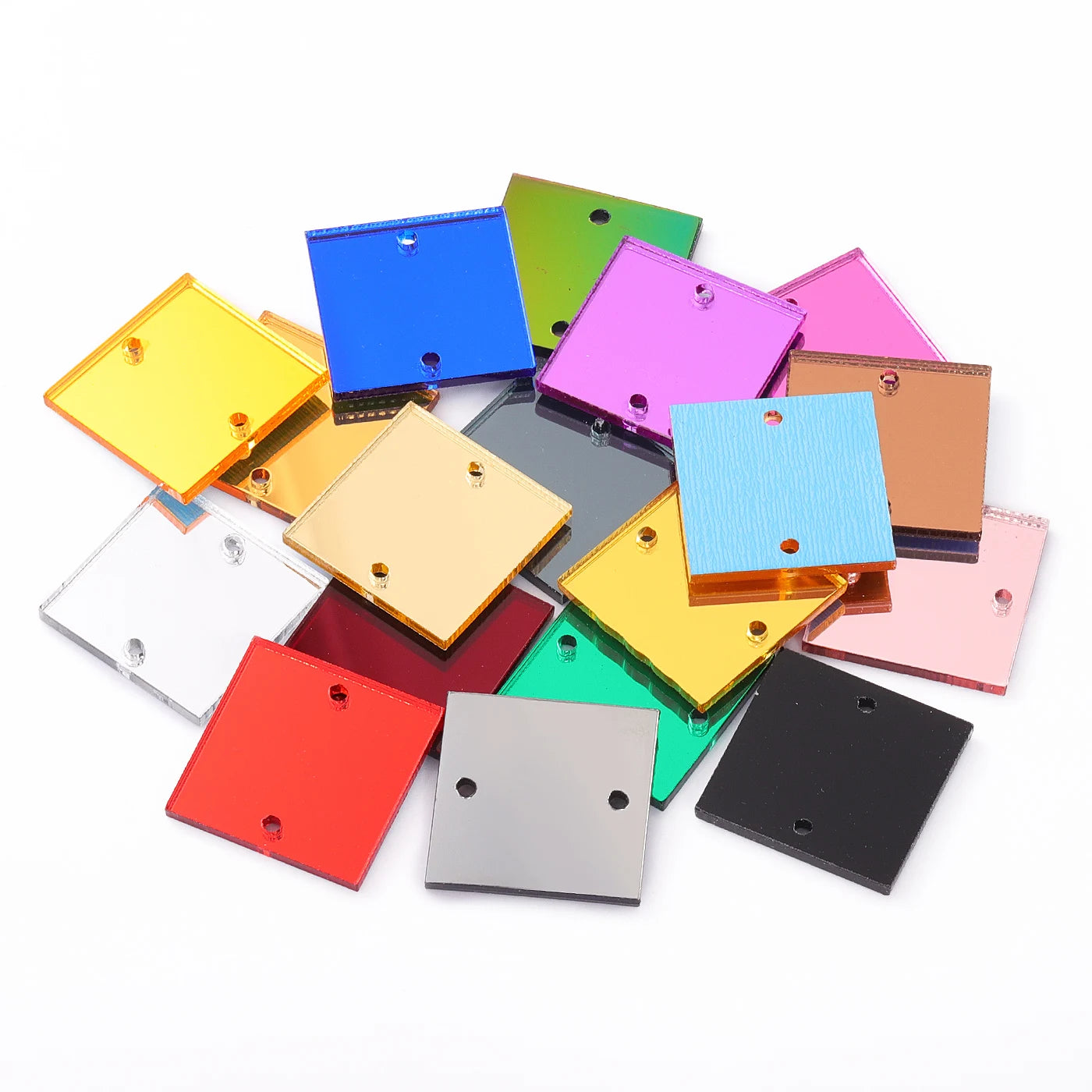Square Acrylic Flatback Mirror Sewing Rhinestones 50Pcs (17 Colors) by Yiben