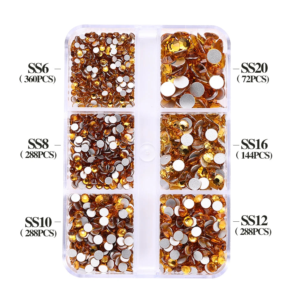 SS6-SS20 Mix Size Boxed Non-Hotfix Rhinestones by Yiben (33 Colors)