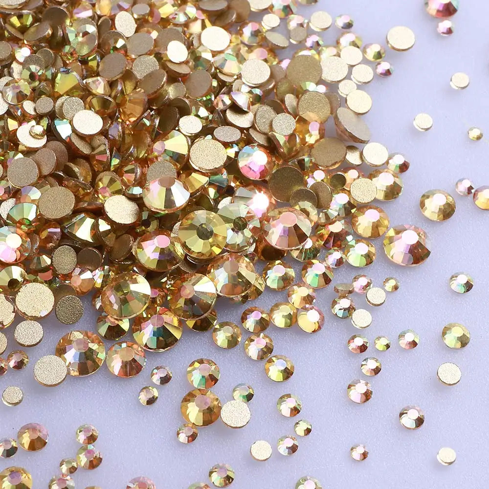 Mixed Sizes Glass Flatback Rhinestones 1440Pcs Multi Color Non Hotfix by Yiben