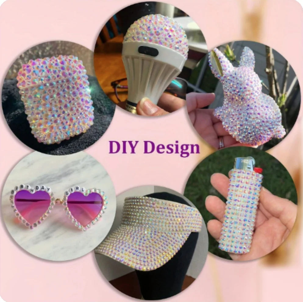 Glitter Glass Round Rhinestones Non Hotfix SS6-SS12 Collection 1 by Yiben