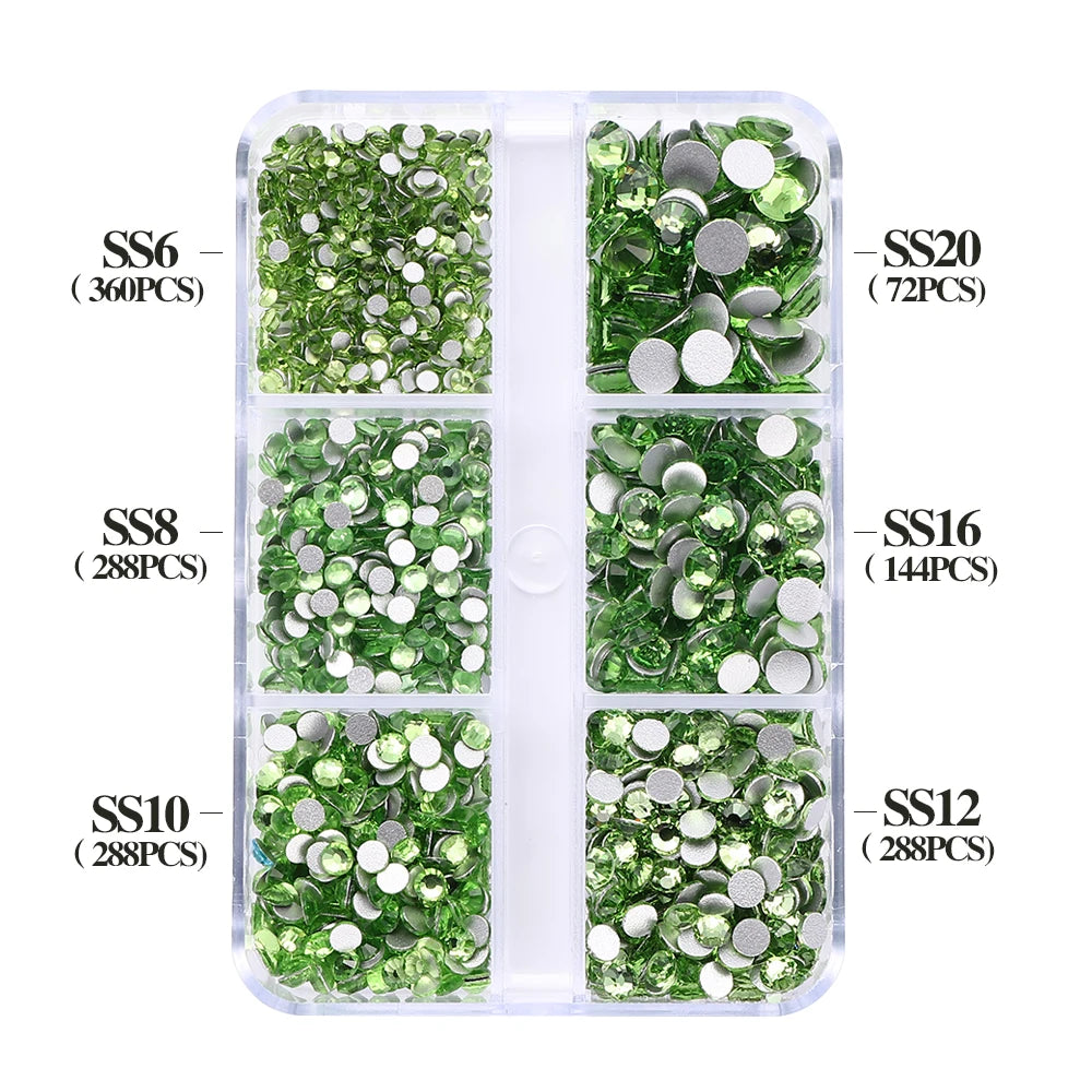 SS6-SS20 Mix Size Boxed Non-Hotfix Rhinestones by Yiben (33 Colors)