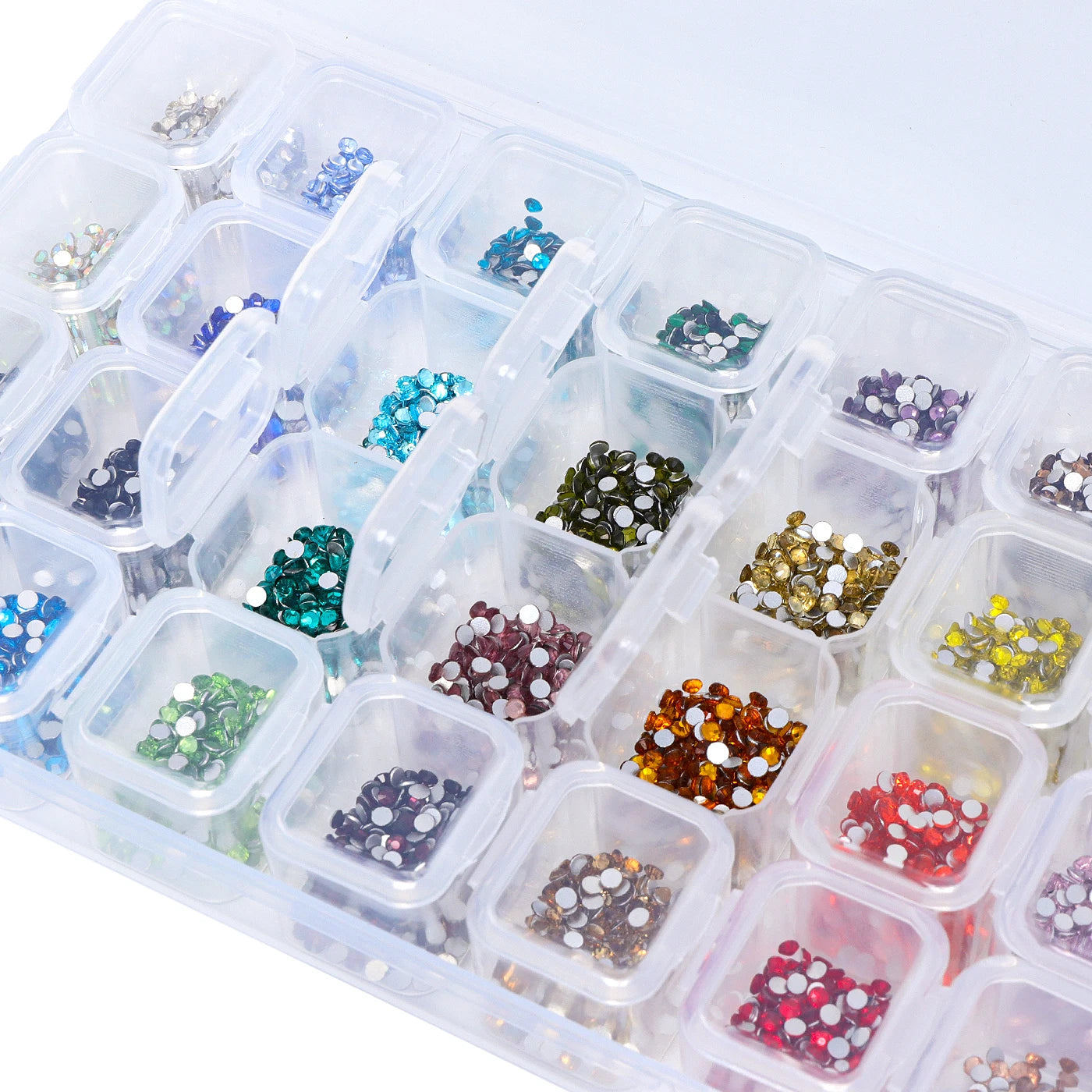 28 Grids Mixed Color Glass Non Hotfix Rhinestones SS6-SS20 by Yiben