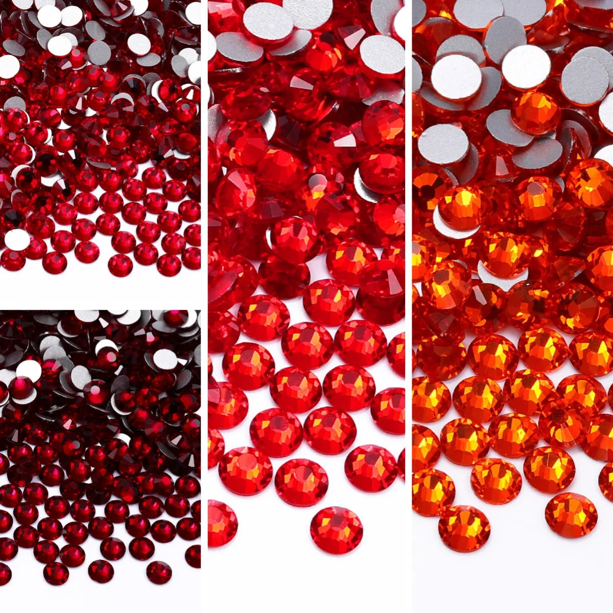Red Series Silver Bottom Non Hotfix Round Rhinestones (SS3-SS60) by Yiben