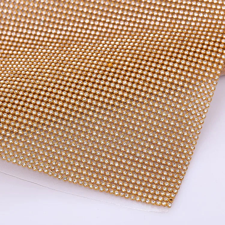 Self-Adhesive Rhinestone Mesh Sheet 45x120cm by Yiben (4 Options)