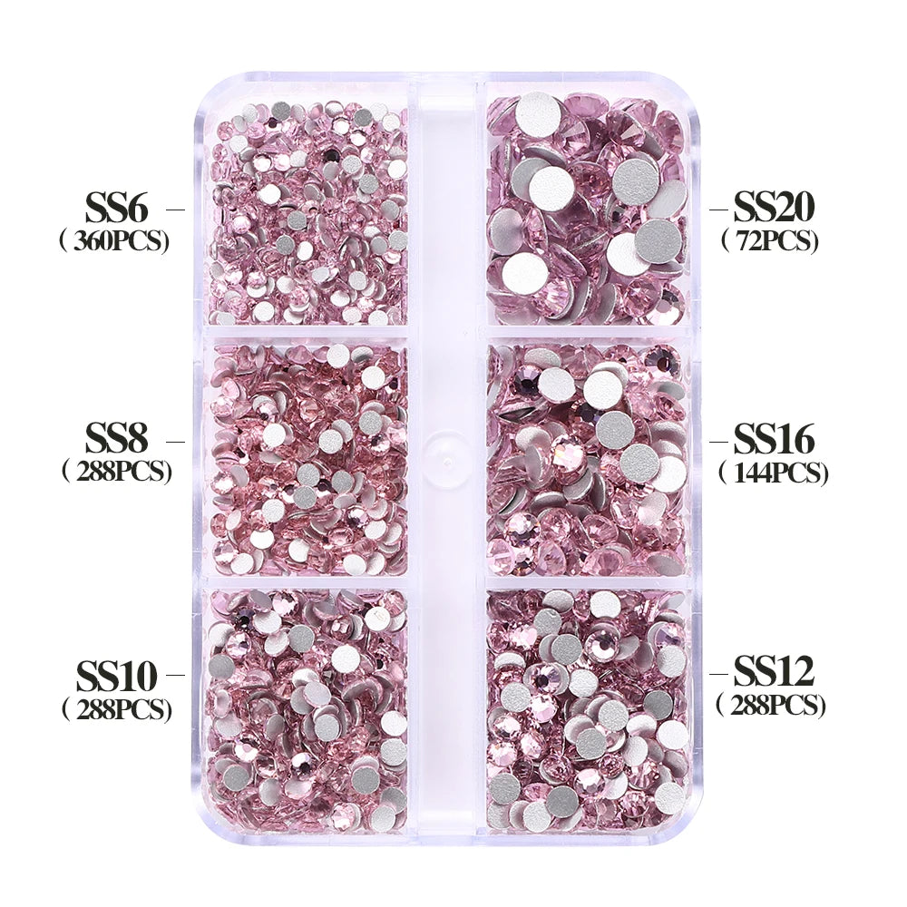 SS6-SS20 Mix Size Boxed Non-Hotfix Rhinestones by Yiben (33 Colors)